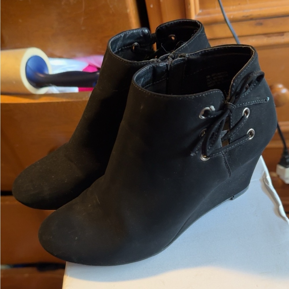 Black suede ankle booties